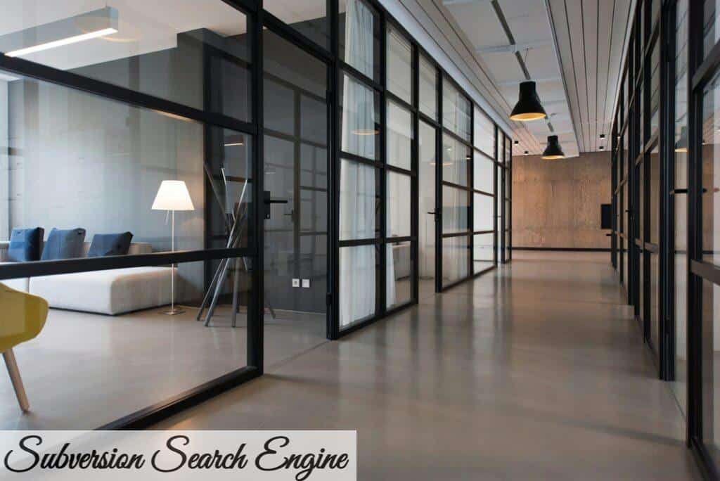 hallway between glass-panel doors