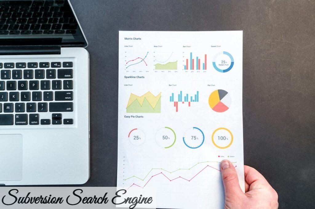 Detailed charts and graphs on a document next to a laptop, representing data analysis.